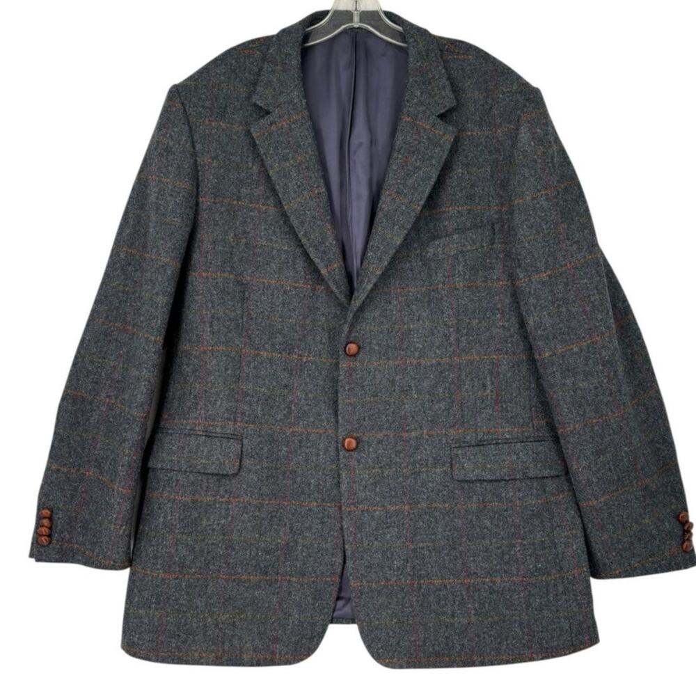 John Hanly & Co Ltd Ireland 100% Wool Tweed Jacket Mens Size 50 Chest Plaid